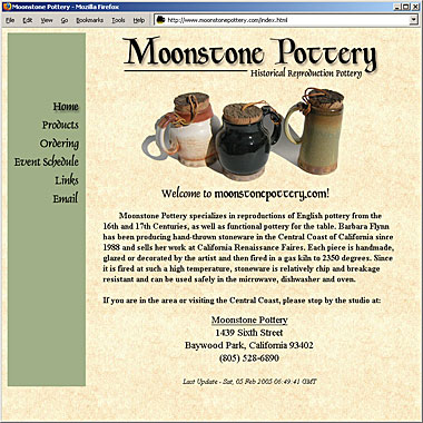 Moonstone Pottery Website